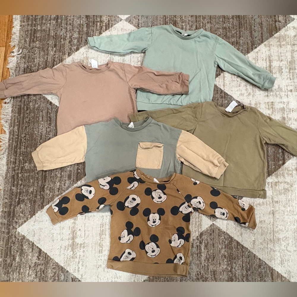 Set of Five Long Sleeve Shirts with Mickey Mouse Design